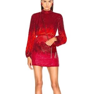 RIXO LONDON Samantha Sequin Mini Dress in Red